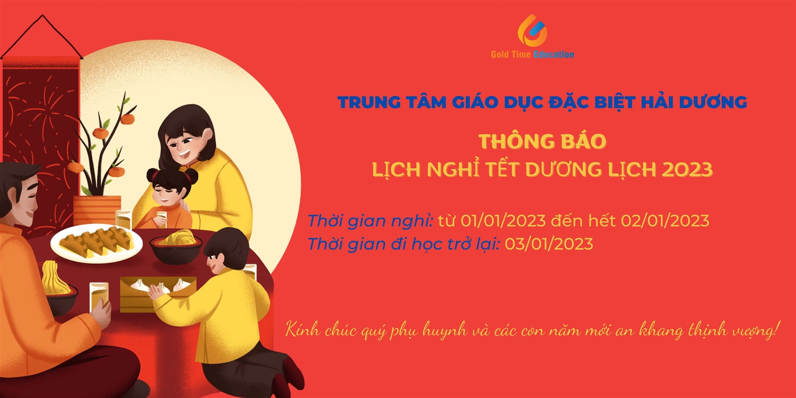 THÔNG BÁO LỊCH NGHỈ TẾT DƯƠNG LỊCH 2023