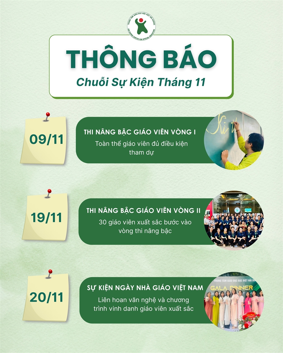 THÔNG BÁO CHUỖI SỰ KIỆN THÁNG 11